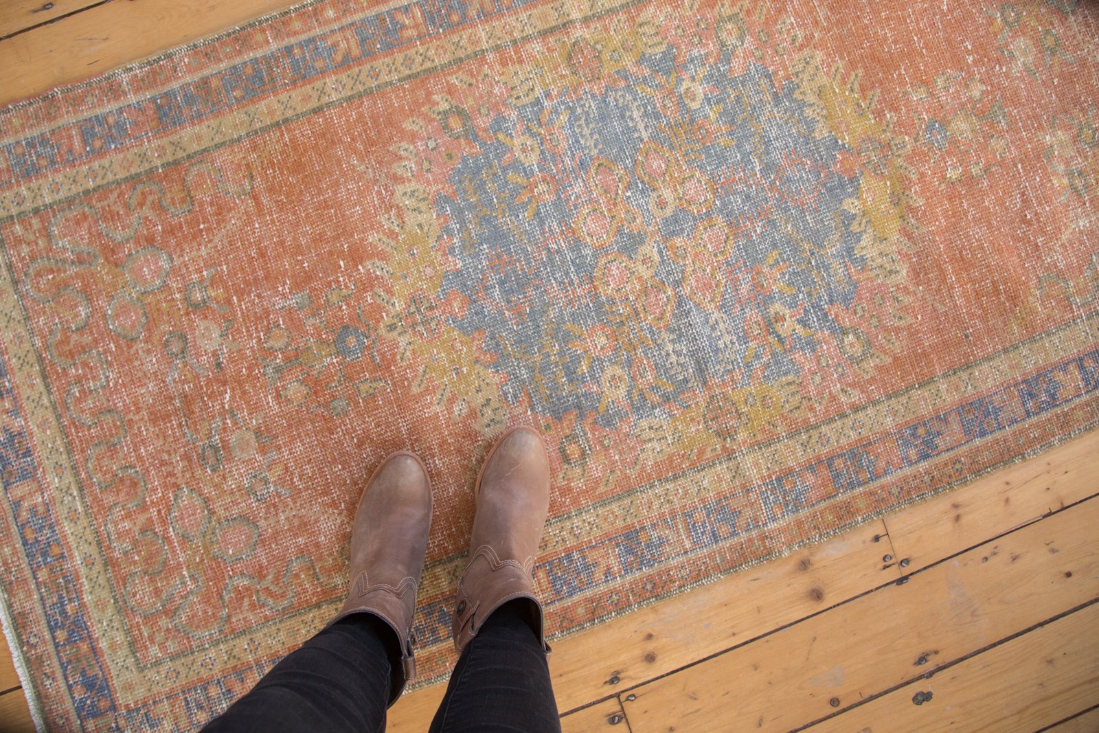 Vintage Distressed Oushak Rug Runner