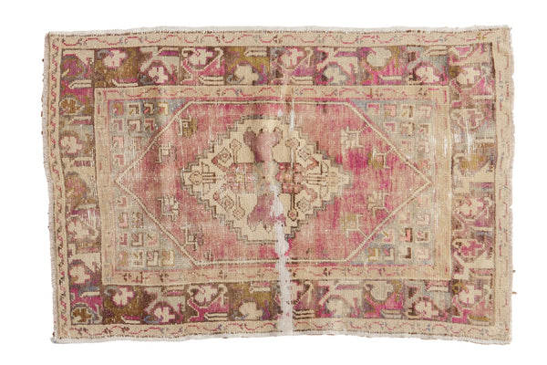 2'10" x 4' Vintage Distressed Oushak Square Rug / Item 4896 image 1