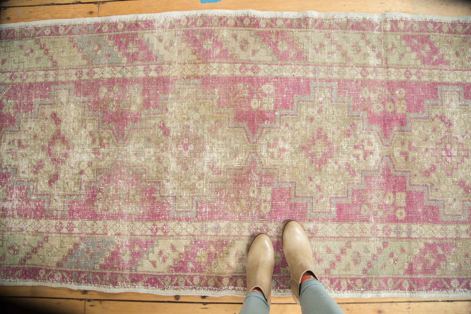 3.5x9.5 Vintage Distressed Oushak Rug Runner // ONH Item 4906 Image 1