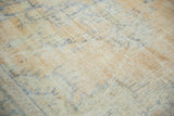 Distressed vintage Oushak carpet texture, with foundation, knot heads, and faded blue tones.