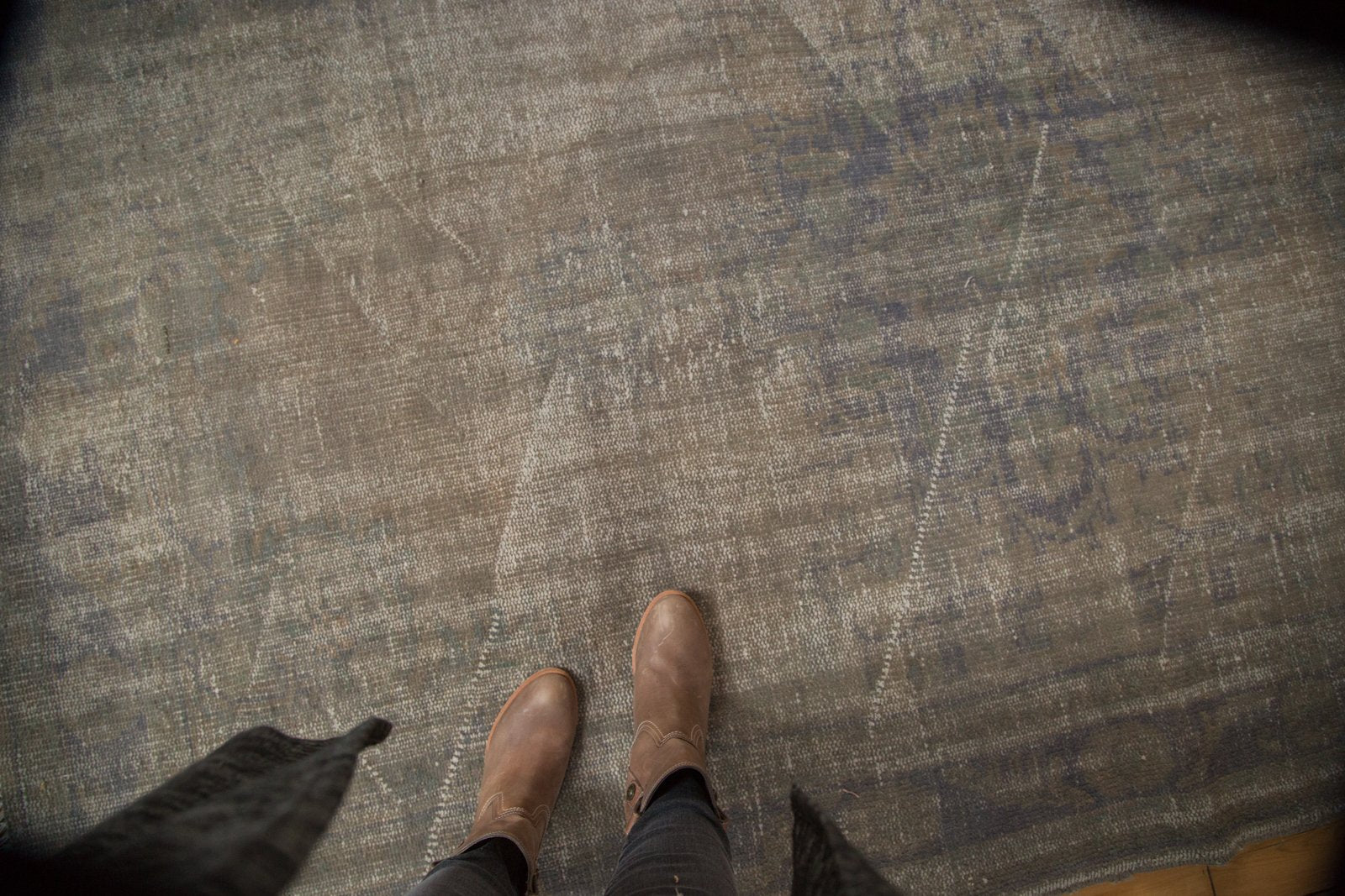 Vintage Distressed Overdyed Oushak Carpet