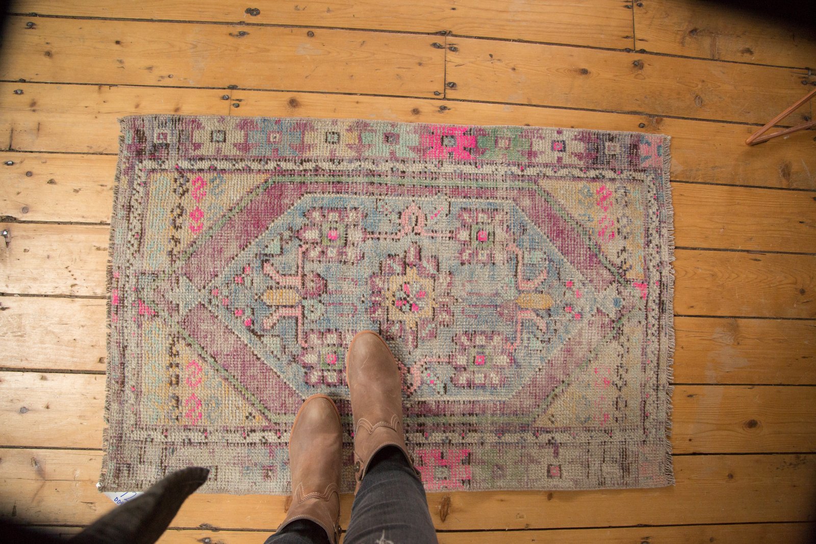 Vintage Distressed Oushak Square Rug