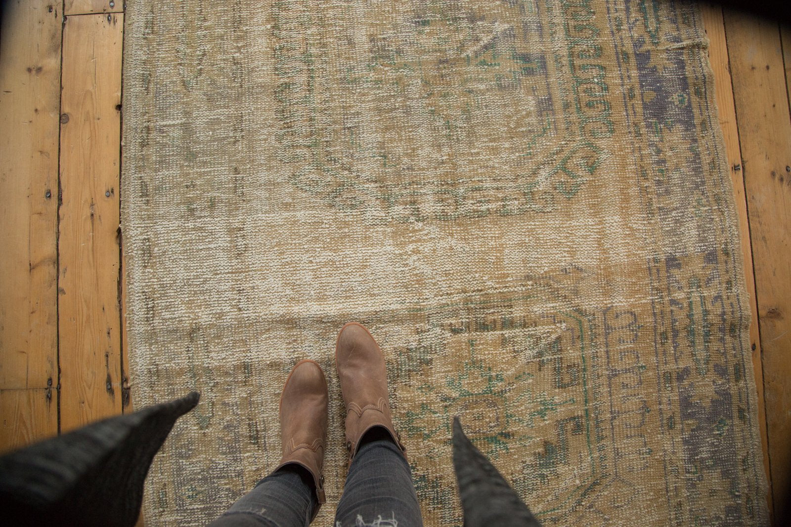 Vintage Distressed Oushak Rug Runner
