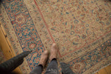 Antique Mahal carpet's allover herati motif field with unusual gem tone main border.