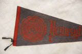 Vintage Pennsylvania University felt pennant: red border, black ties, university seal, gothic lettering.