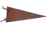 Vintage 1950s University of Pennsylvania grey felt pennant featuring red seal and text, 11x28.5 inches.