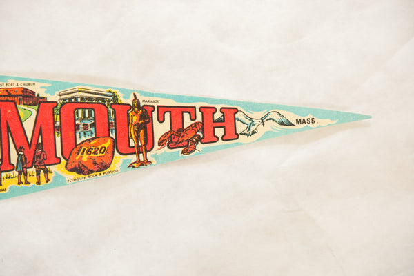Vintage 1970s Plymouth Massachusetts Felt Flag Pennant // ONH Item 4943 Image 2