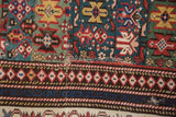 Professionally performed seam, tatter, and geometric patterns on antique Caucasian rug.