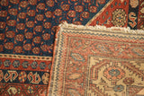 Hand-knotted reverse of an antique Malayer rug, showing foundation and tattered selvage.