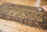 Antique Caucasian prayer rug corner, arrowed and Laleh Abassi pawn borders, tatter.
