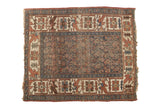 Antique Kurdish Bijar, dark indigo allover boteh field, unique geometric borders, 3'11