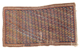 Antique Caucasian rug with geometric serpent motif in indigo blue, madder red, saffron yellow.
