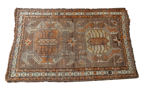 4x5.5 Brown And Yellow Antique Caucasian Rug // ONH Item 1744