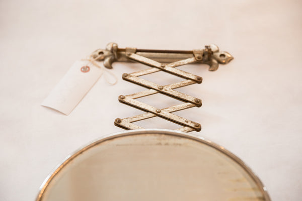 Unusual Oval Antique Beveled Glass Fleur de Lis Accordion Shaving Mirror // ONH Item 5006 Image 5