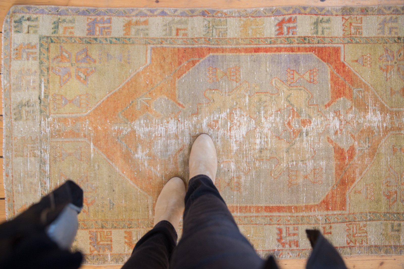 Vintage Distressed Oushak Rug