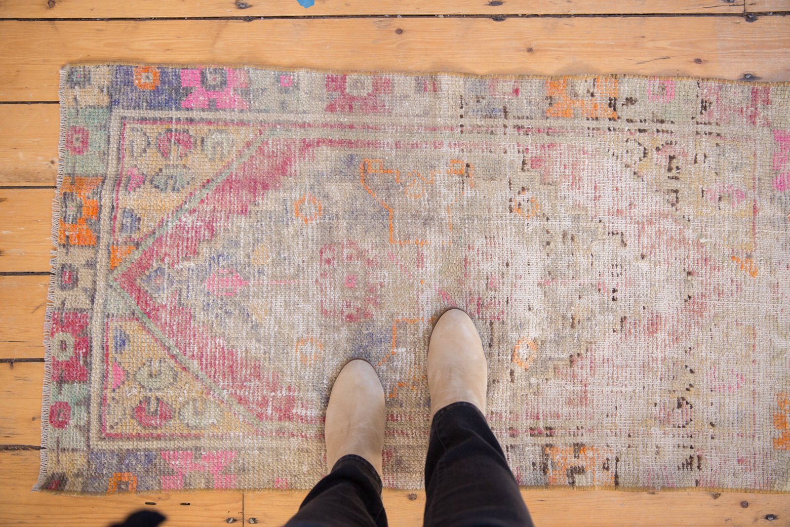 Vintage Distressed Oushak Rug