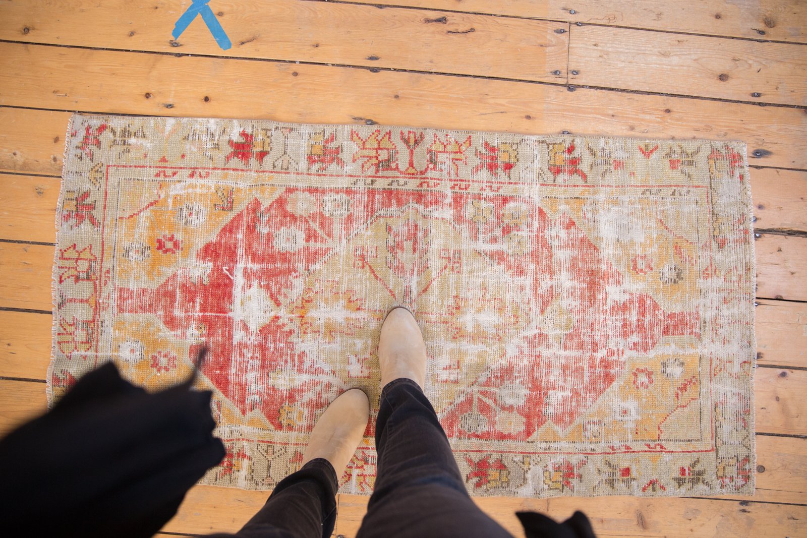 2.5x5 Vintage Distressed Oushak Rug Runner // ONH Item 5039 Image 1