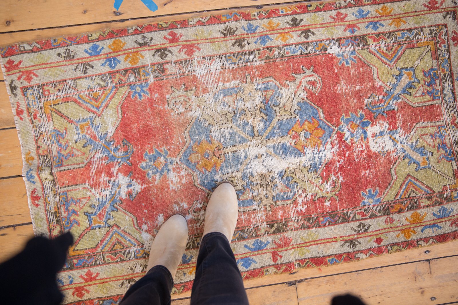 2.5x5 Vintage Distressed Oushak Rug Runner // ONH Item 5041 Image 1