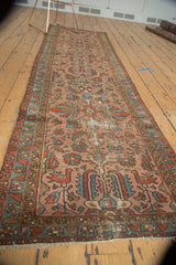 Vintage Persian Lilihan runner featuring geometric birds, floral motifs, and even pile wear.