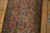 Antique Persian Lilihan runner detail: rose field, geometric birds, floral motifs, foundation etching.