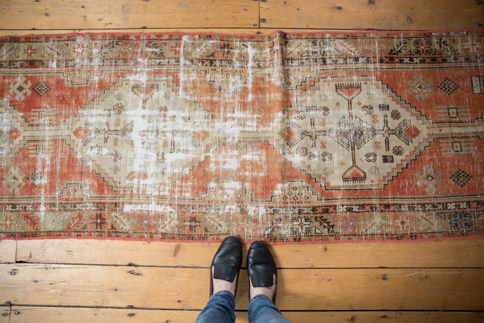 Vintage Distressed Oushak Rug Runner