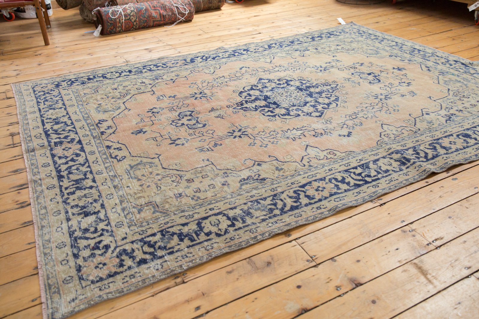 Vintage Distressed Oushak Carpet