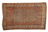 Antique Northwest Persian rug, allover floral botehs, madder red, navy, ivory, 3'11