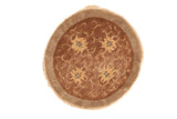 Antique Peking round rug, unusual floral and tendril pattern, earthy and cool tones, even wear, 2'5