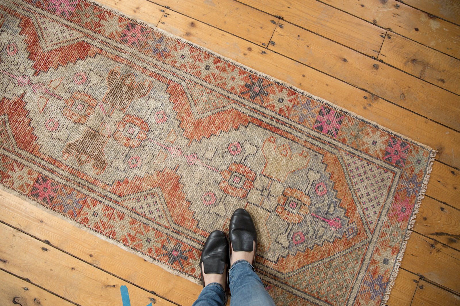 Vintage Distressed Oushak Rug Runner