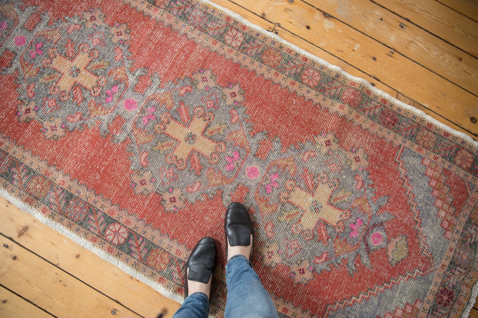 Vintage Distressed Oushak Rug Runner
