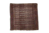 Antique Belouch square rug, late 19th century, with channel floral designs and time-softened pile.