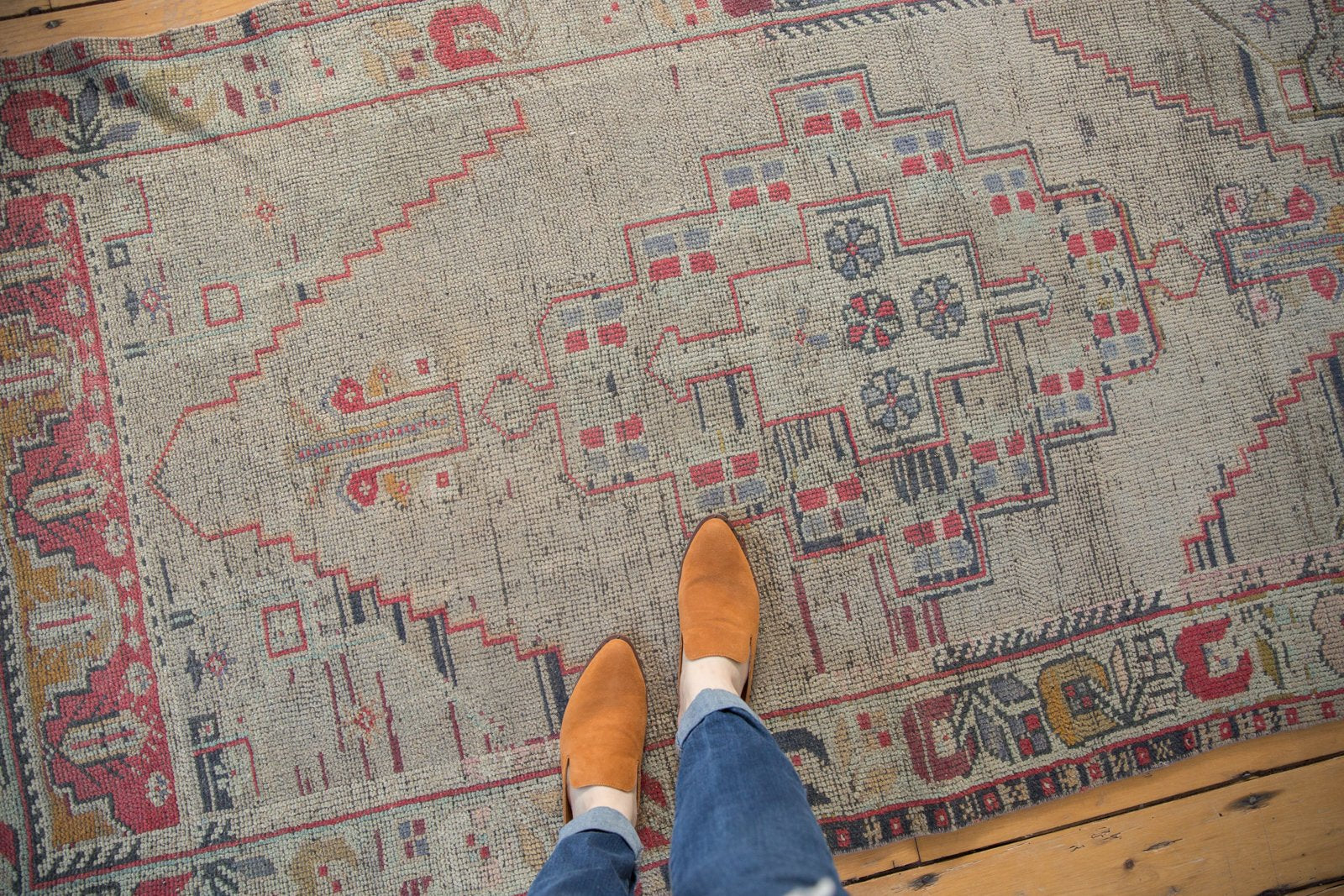 Vintage Distressed Oushak Rug Runner