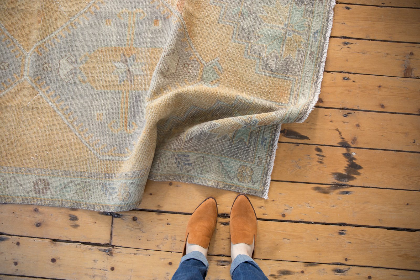 3.5x8 Vintage Distressed Oushak Rug Runner // ONH Item 5091 Image 1