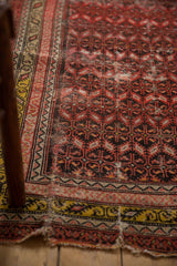 Persian Malayer rug end with saffron yellow border, minor splits, and tatter.