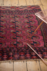 Antique Turkmen rug end: fuchsia 