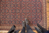 Fine allover Herati weave and rich color saturation on an antique Persian Malayer rug.