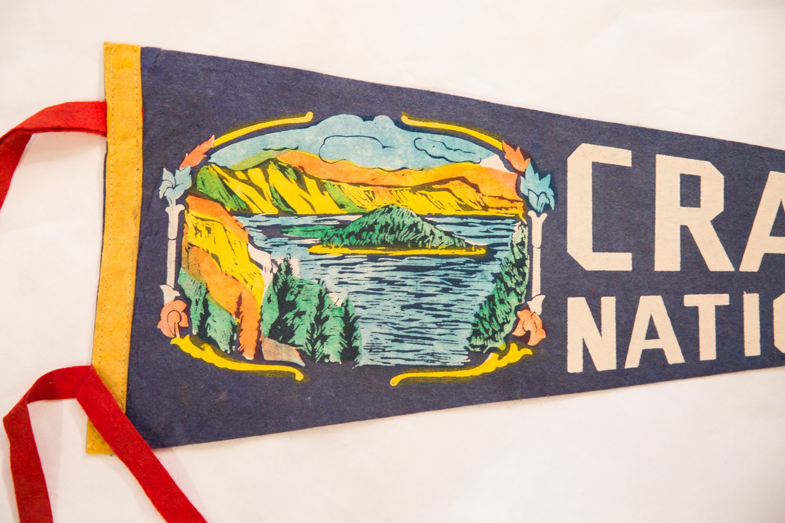 Crater Lake National Park, Ore. Vintage Felt Flag