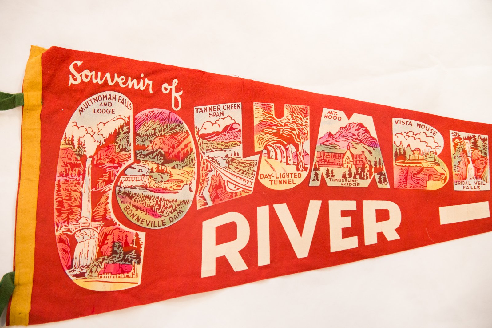 Souvenir of Columbia River Highway Vintage Felt Flag