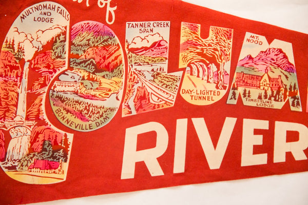 Souvenir of Columbia River Highway Vintage Felt Flag