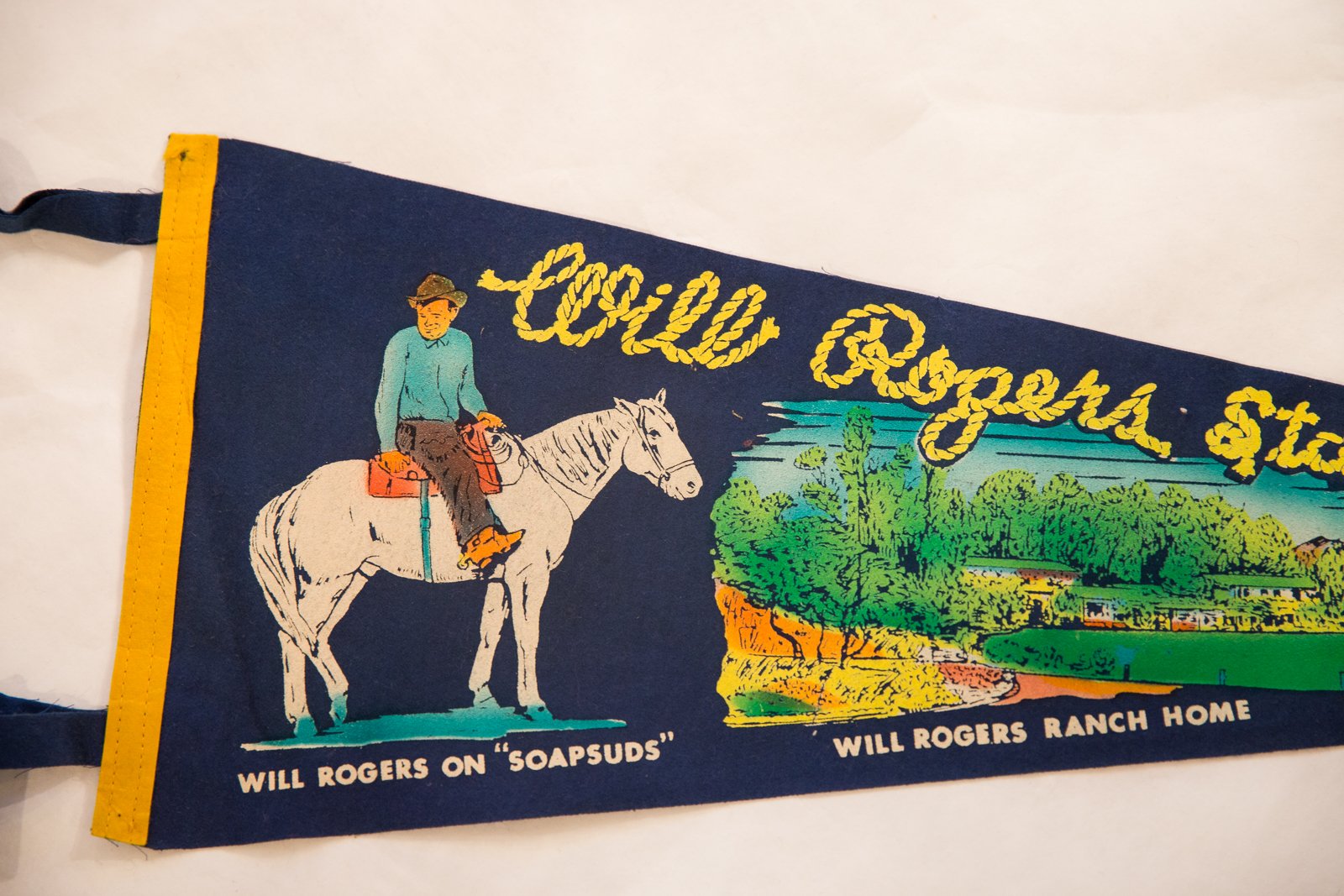 Will Rogers State Park California Vintage Felt Flag