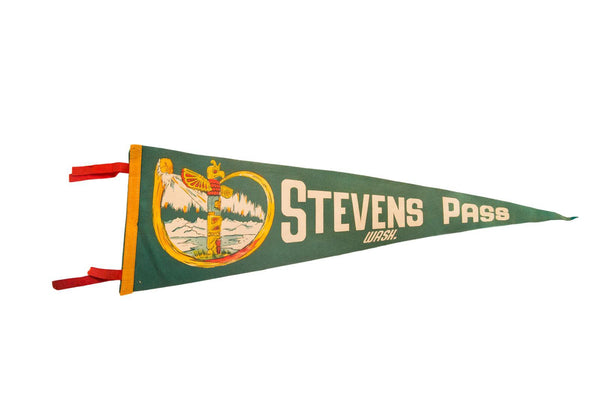 Stevens Pass Wash. Vintage Felt Flag