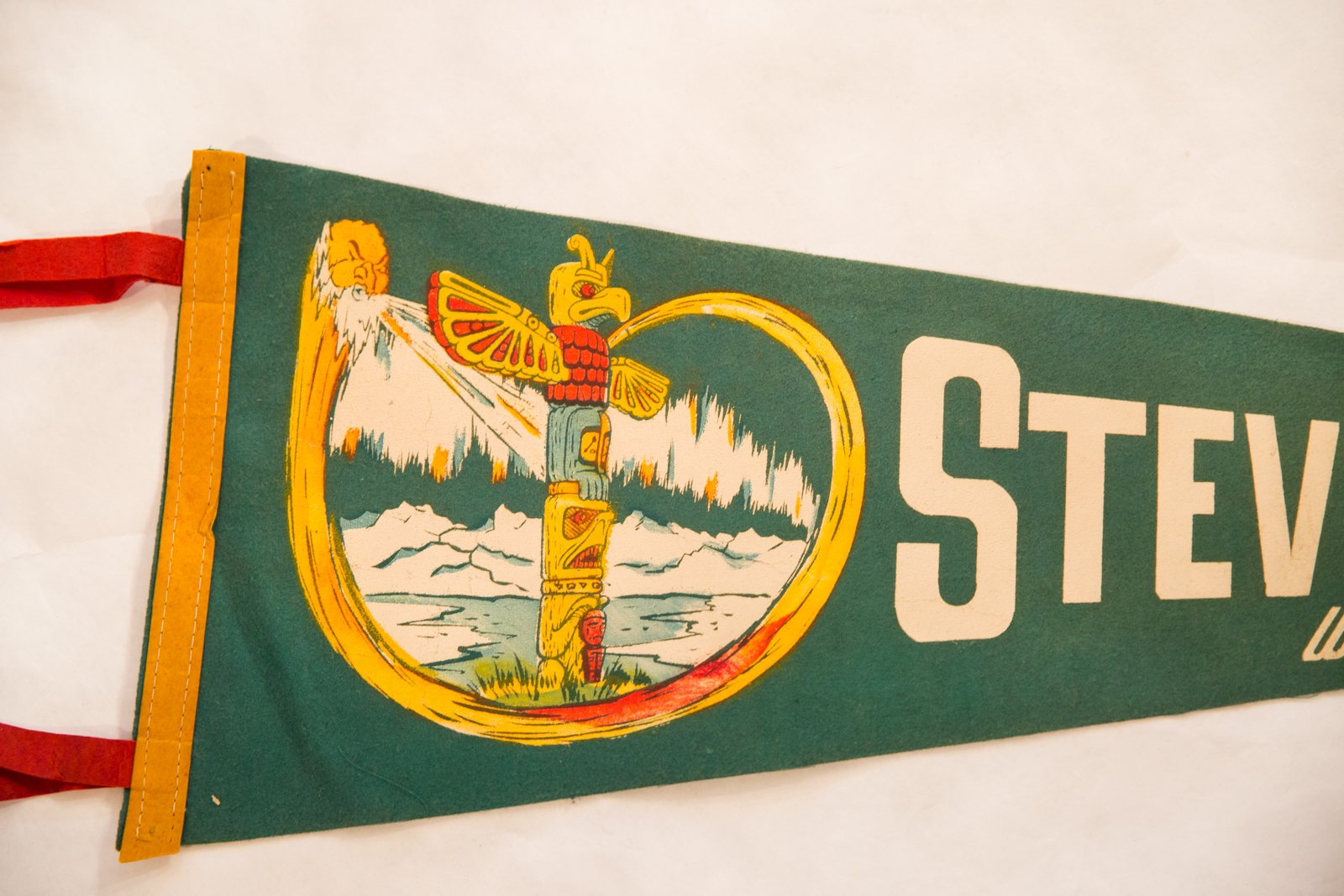 Stevens Pass Wash. Vintage Felt Flag