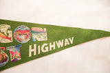 Green felt Oregon Coast Highway pennant showing crab 