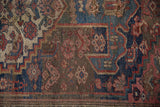 Detail of antique Kurdish Bijar rug, with patina and exposed foundation.
