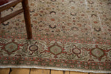 Distressed Kaisary carpet with samovar border, muted herati motifs, and aged cherry red accents.