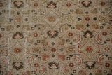 Distressed vintage Turkish Kaisary rug showing worn herati motif and exposed foundation.