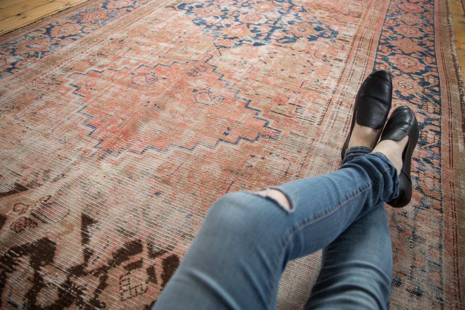 Antique Distressed Hamadan Rug Runner