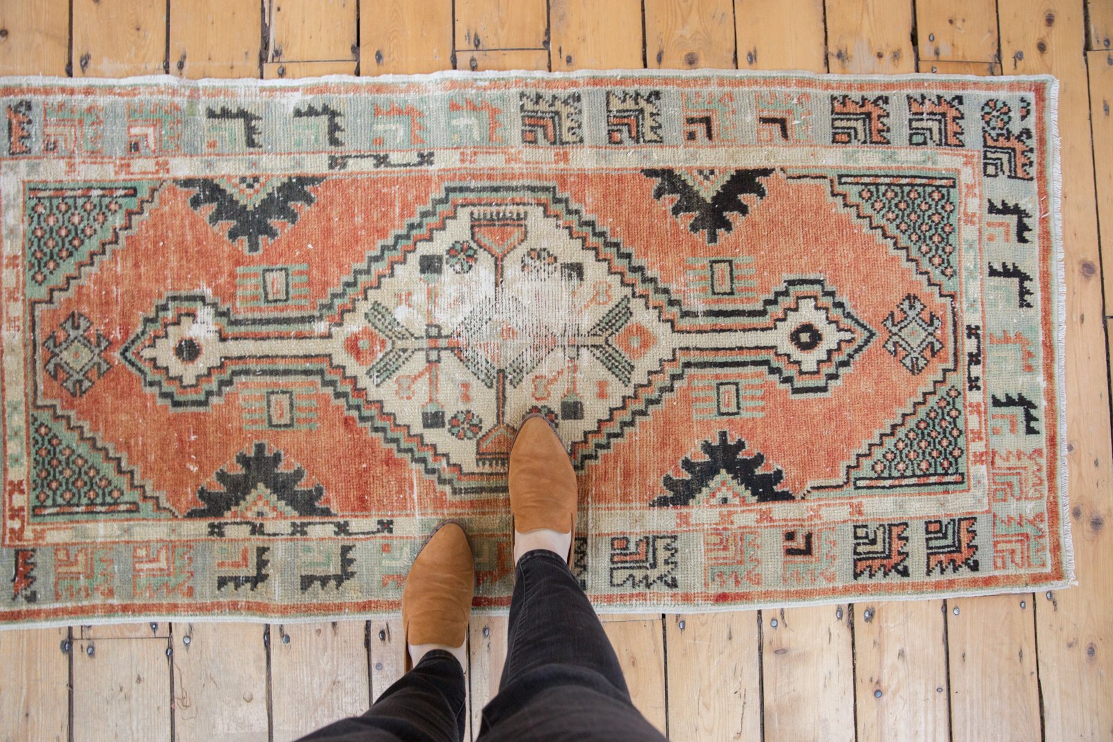 Vintage Distressed Oushak Rug Runner