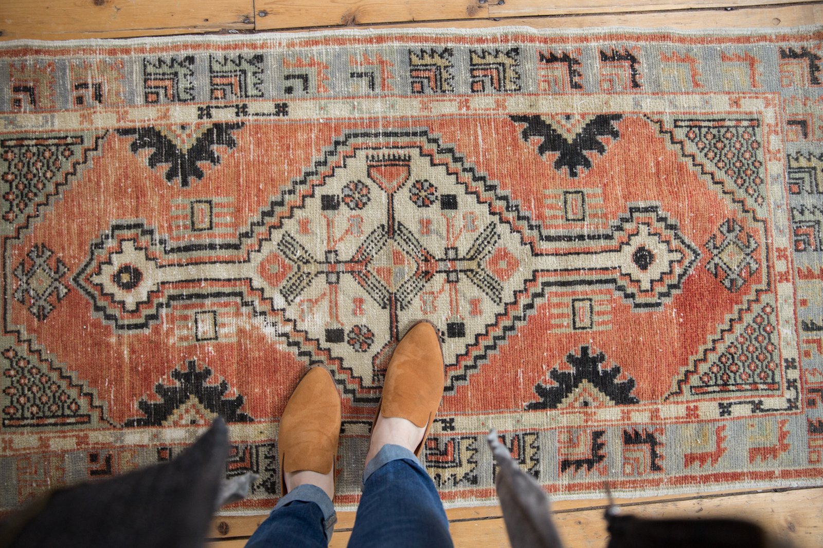 Vintage Distressed Oushak Rug Runner