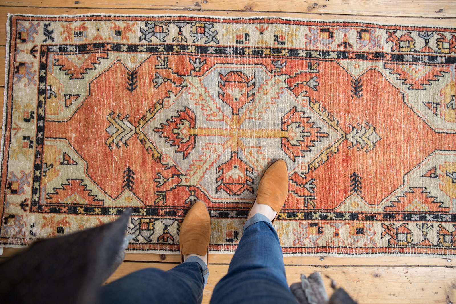 Vintage Distressed Oushak Rug Runner